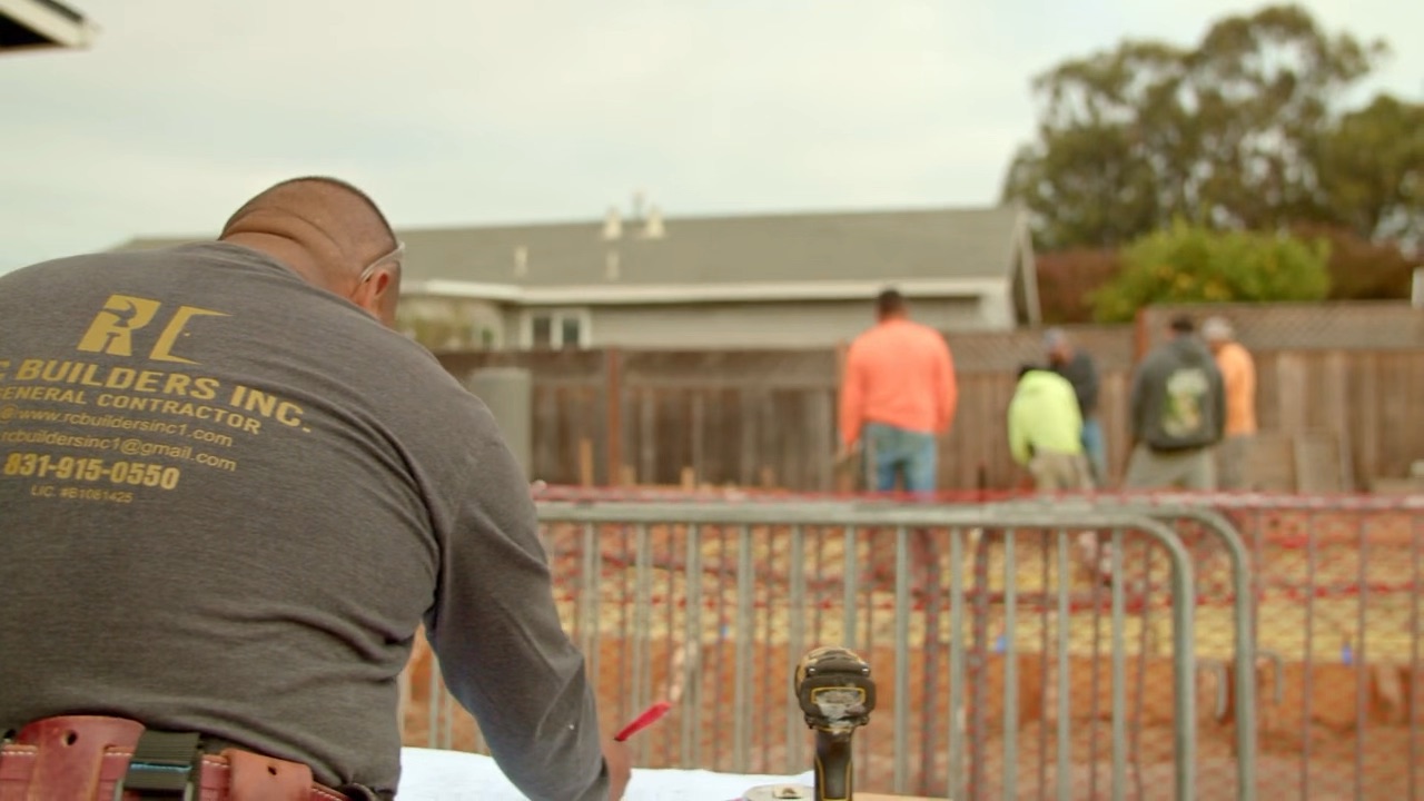 RC Builders crew members working on a residential job site on the Monterey Peninsula